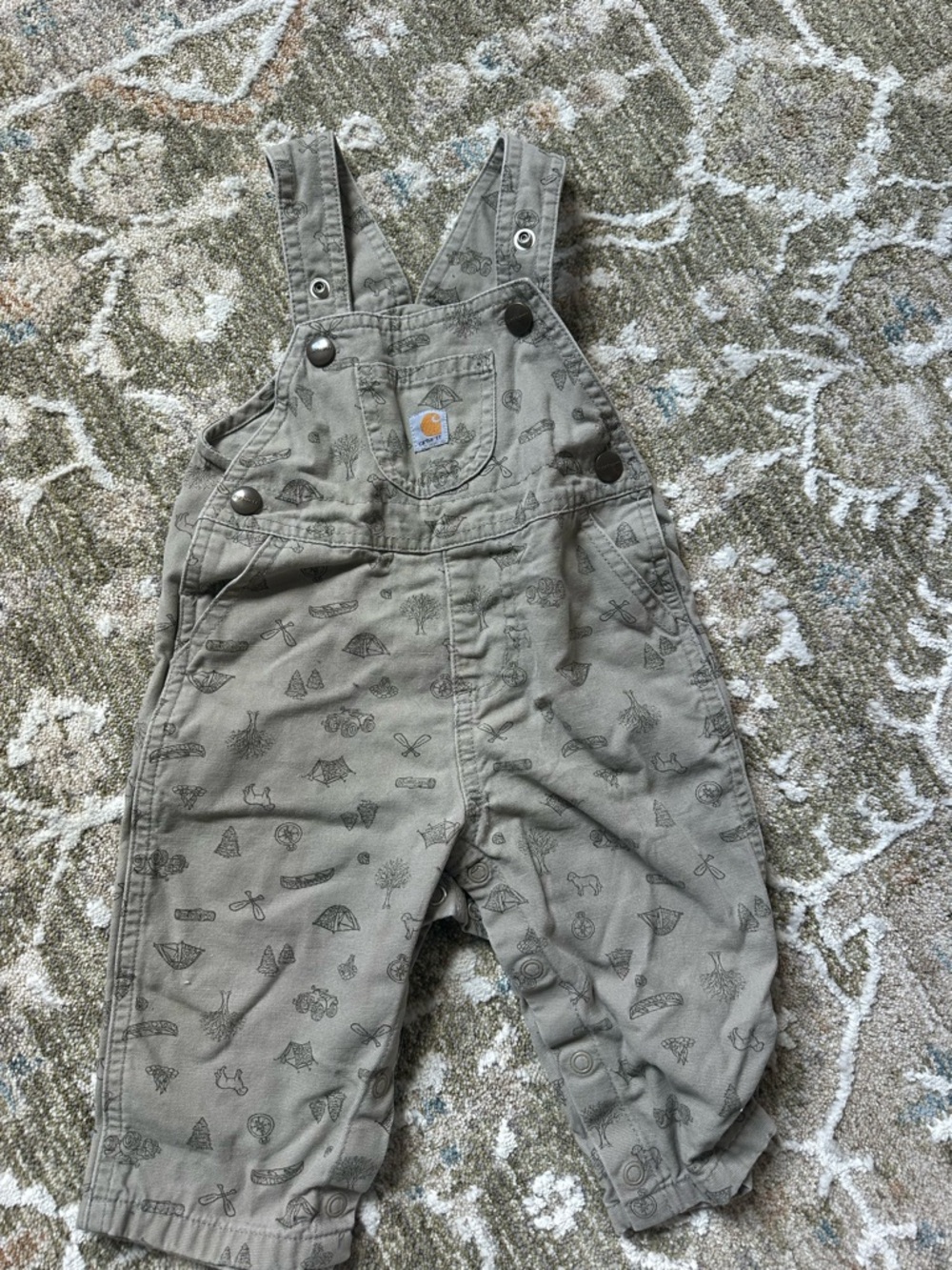 Carhartt Toddler Olive Green Adventure Print Overalls